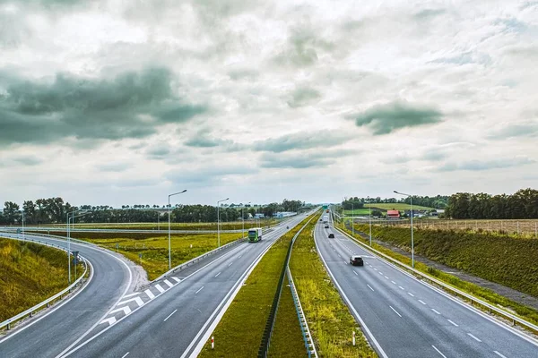 Ruch Samochodowy Autostradzie Drogi Europejskie — Zdjęcie stockowe