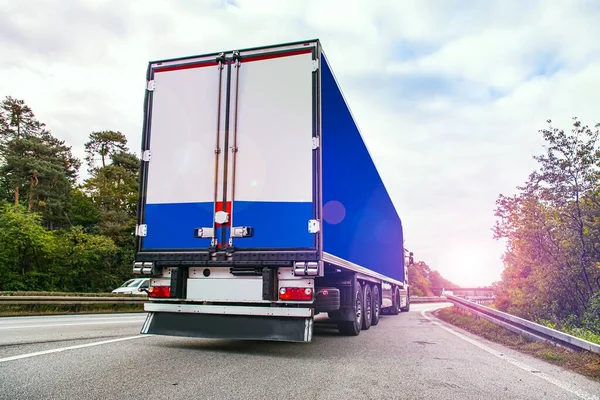 Movimento Offuscato Camion Sull Autostrada Logistica Trasporti — Foto Stock