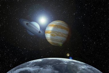 Great Conjunction: Jupiter and Saturn Meet on Solstice. Elements of this image furnished by NASA. clipart
