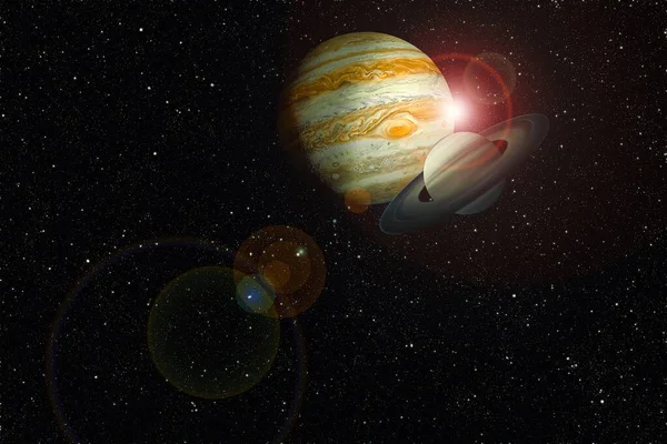 Gran Conjunción Júpiter Saturno Reúnen Solsticio Elementos Esta Imagen Proporcionados — Foto de Stock
