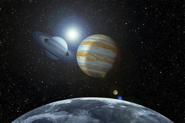Marea Conjuncție Jupiter Saturn Întâlnesc Solstițiu Elemente Ale Acestei Imagini — Fotografie, imagine de stoc