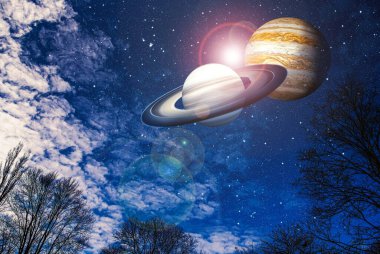 Great Conjunction: Jupiter and Saturn Meet on Solstice.  sky cosmic background clipart