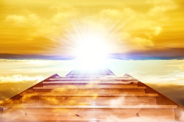 Escada Para Paraíso Céu Viagem Alma Fundo Religião — Fotografia de Stock
