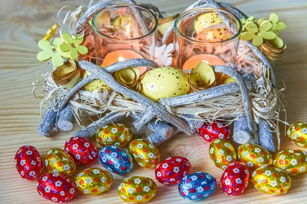 Happy Easter Background Egg Nest — Stock Photo, Image