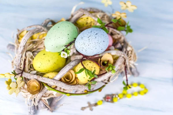Весняний Фон Пасхальним Яйцем Традиції Релігії — стокове фото