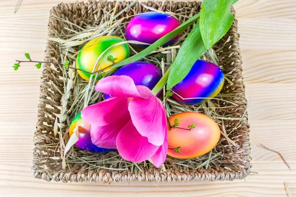 Весенний Фон Пасхальным Яйцом Традиции Религии — стоковое фото