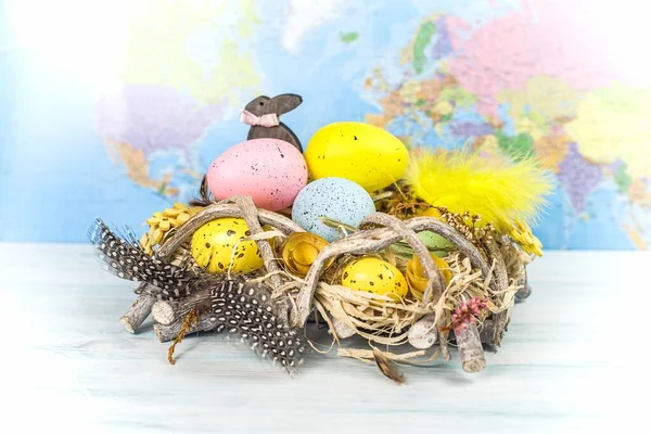 Beautiful Easter Background Egg Nest — Stock Photo, Image