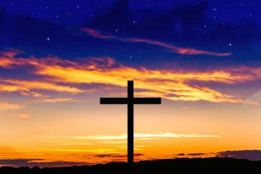 Güneş ışınlarında Tanrı 'nın haçı. Dinlerin arka planı