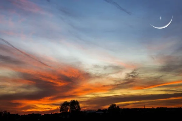 Solnedgång Varma Somrar Natur Bakgrund — Stockfoto