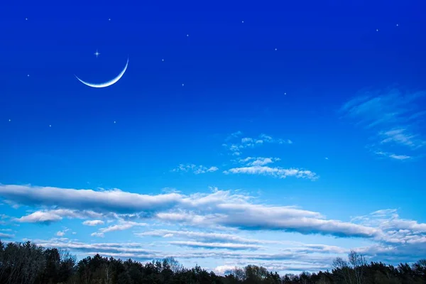 Lune Avec Beau Fond Coucher Soleil — Photo