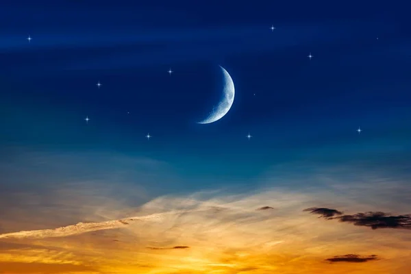 Sky Sunset Moon Background Clouds — Stockfoto