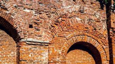 background of the brick wall of the old palace or castle