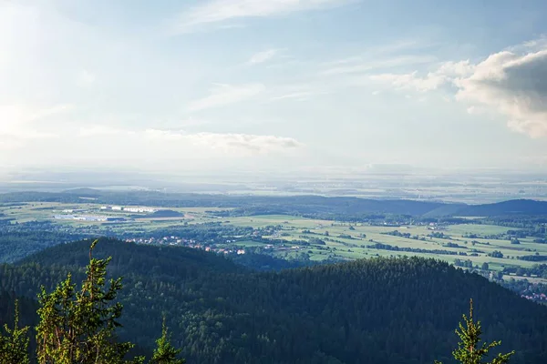 Bergen Stralen Van Zonsopgang Rust Van Natuur — Stockfoto