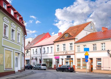 Şehir sokakları, Avrupa 'nın eski geleneksel evleri, şehir manzarası, şehir sokakları, eski geleneksel evler Polonya