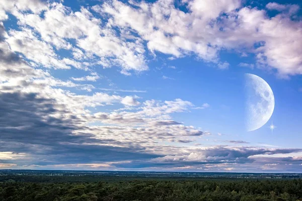 Landschap Natuur Vanaf Een Hoogte Prachtig Uitzicht Uitgestrektheid — Stockfoto