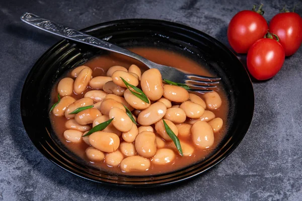 White Falo Tomato Sauce Boiled Beans Stewed Tomato Sauce White — Stock Photo, Image