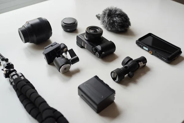 View Photographic Equipment Prepared Record Youtube — Stock Photo, Image