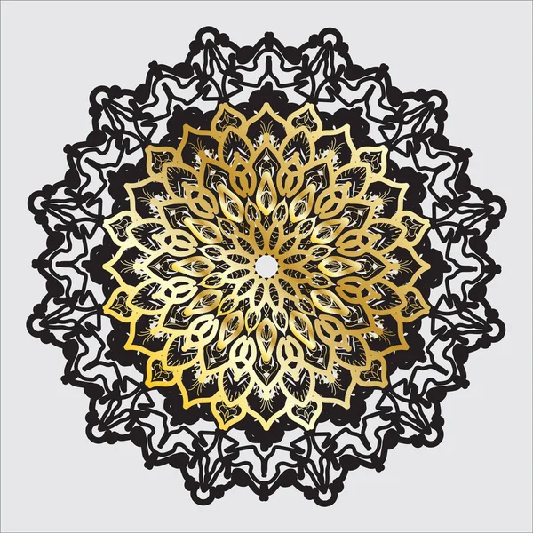 Black Gold Flower Mandala — Stock Vector
