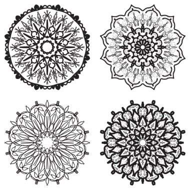 Siyah Çizim Kızılderili Şablonu Siyah ve Beyaz Kaleydoskop