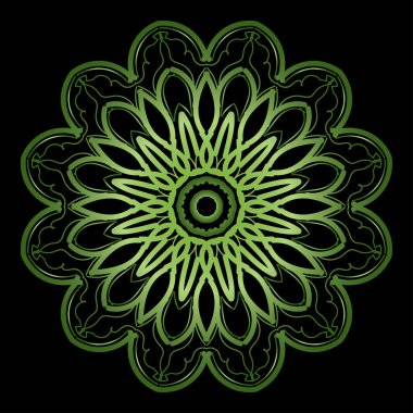 Kına dövmesi süslemesi için çiçekli dairesel desen.