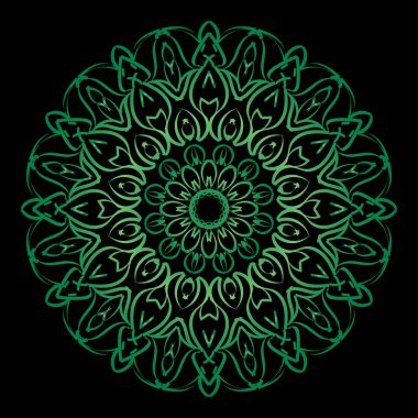 Kına dövmesi süslemesi için çiçekli dairesel desen.