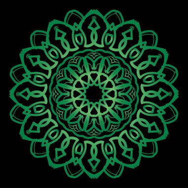 Kına dövmesi süslemesi için çiçekli dairesel desen.