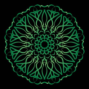 Kına dövmesi süslemesi için çiçekli dairesel desen.