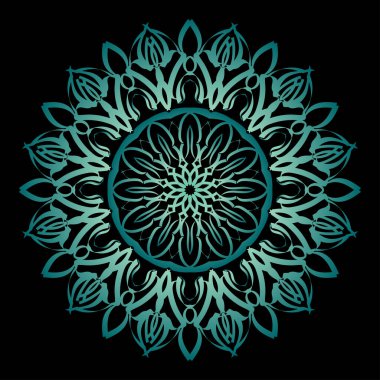 Kına dövmesi süslemesi için çiçekli dairesel desen.