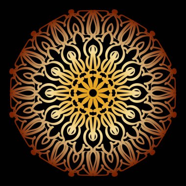 Kına dövmesi süslemesi için çiçekli dairesel desen.