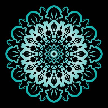 Kına dövmesi süslemesi için çiçekli dairesel desen.