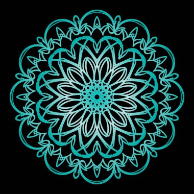 Kına dövmesi süslemesi için çiçekli dairesel desen.