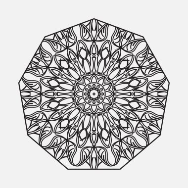 Kına dövmesi süslemesi için çiçekli dairesel desen.