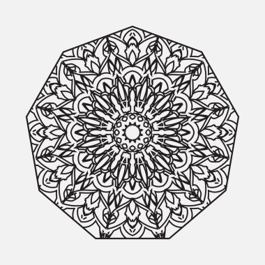 Kına dövmesi süslemesi için çiçekli dairesel desen.