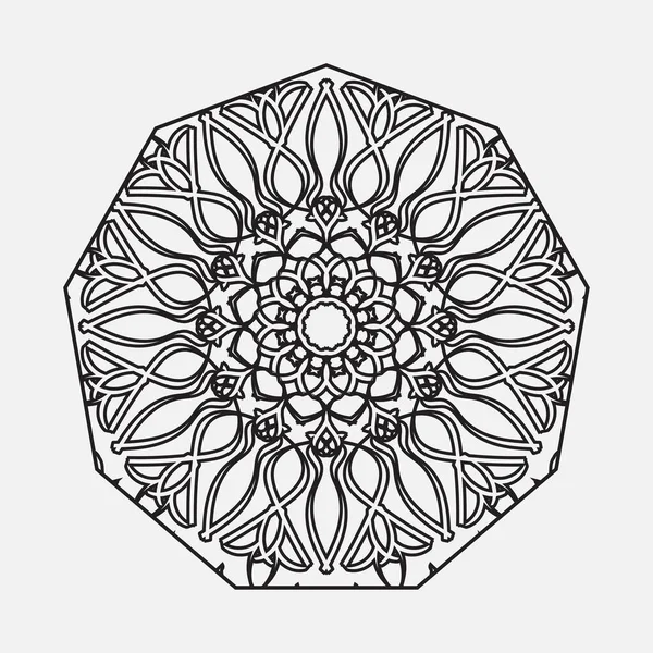 Pola Melingkar Dalam Bentuk Mandala Dengan Bunga Untuk Dekorasi Tato - Stok Vektor