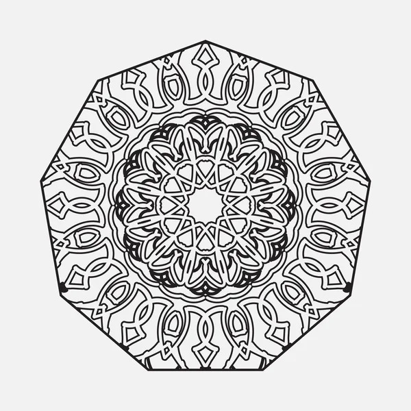 Padrão Circular Forma Mandala Com Flor Para Decoração Tatuagem Henna — Vetor de Stock