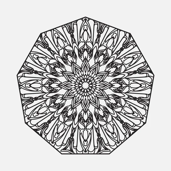 Patrón Circular Forma Mandala Con Flor Para Decoración Del Tatuaje — Vector de stock