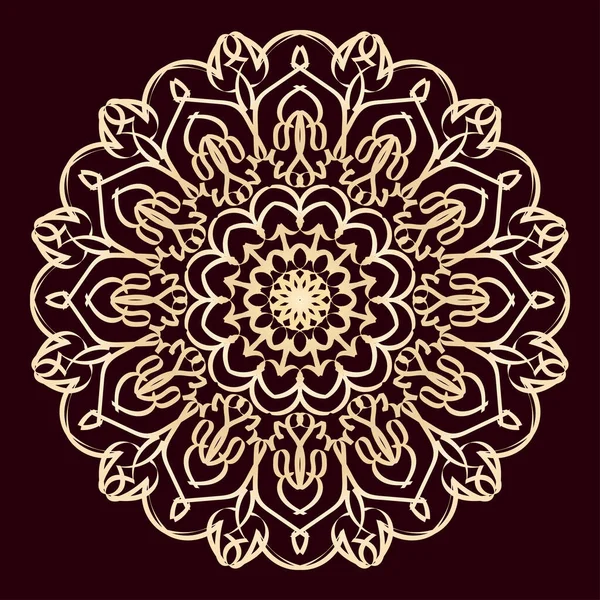 Zwart Wit Mandala Met Bloemmotief Kleurplaten — Stockvector