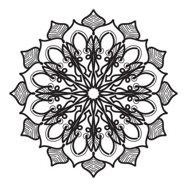 Kına mandala dövmesi dekorasyonu için çiçekli dairesel desen.