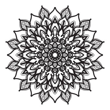 Kına mandala dövmesi dekorasyonu için çiçekli dairesel desen.