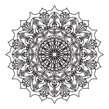 Kına mandala dövmesi dekorasyonu için çiçekli dairesel desen.