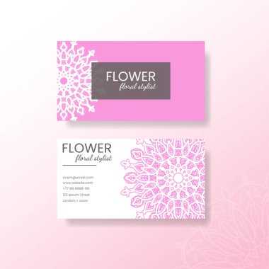 İş kartı Vintage dekoratif öğeler. Süs çiçek kartvizitler veya mandala davetle