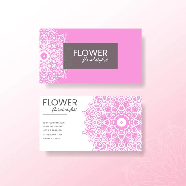 Business Card Vintage Decorative Elements Ornamental Floral Business Cards Invitation — Stock Vector