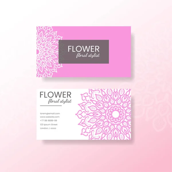 Business Card Vintage Decorative Elements Ornamental Floral Business Cards Invitation — Stock Vector