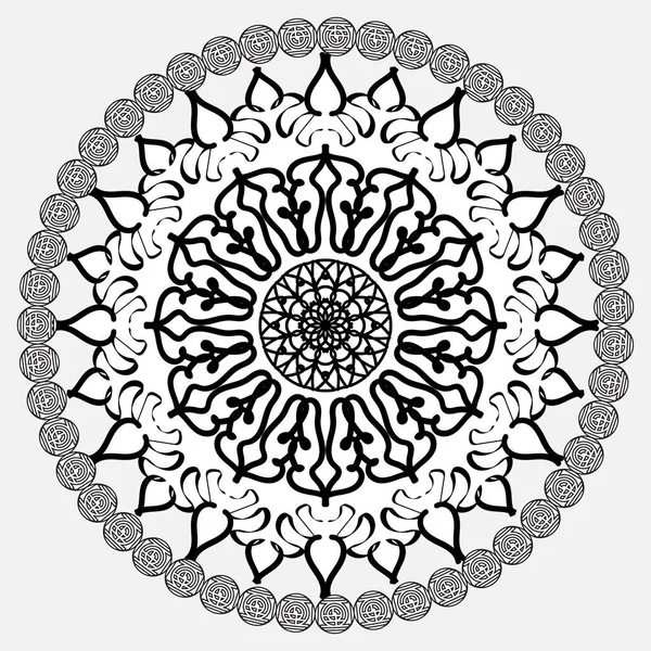 Kına Mandala Dövmesi Dekorasyonu Için Çiçekli Dairesel Desen — Stok Vektör