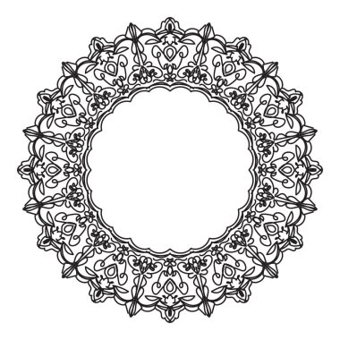 Logo düğün davetiyeleri için Mandala dairesi çerçeve dekoratif ögesi
