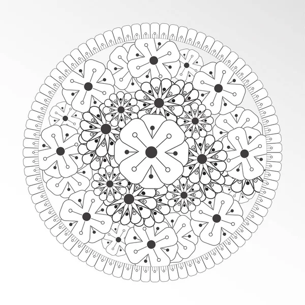 Pola Melingkar Dalam Bentuk Mandala Dengan Bunga Untuk Hiasan Tato - Stok Vektor