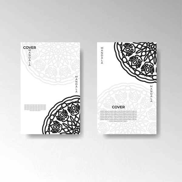 Modello Copertina Con Fiore Mandala — Vettoriale Stock