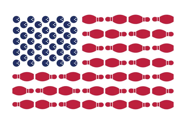 Bowling Usa Flag Design Imprimir Archivo Vectorial Listo — Vector de stock