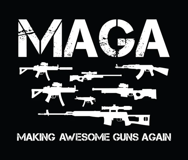 Maga Making Awesome Guns Again Design Element Poster Shirt Print — Stock Vector