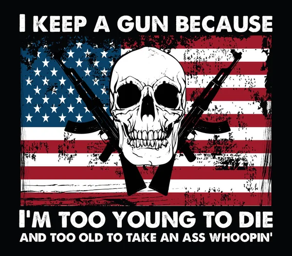 Usa Gun Lover Grungy Shirt Design Usa Flag Guns Skull — Stock Vector